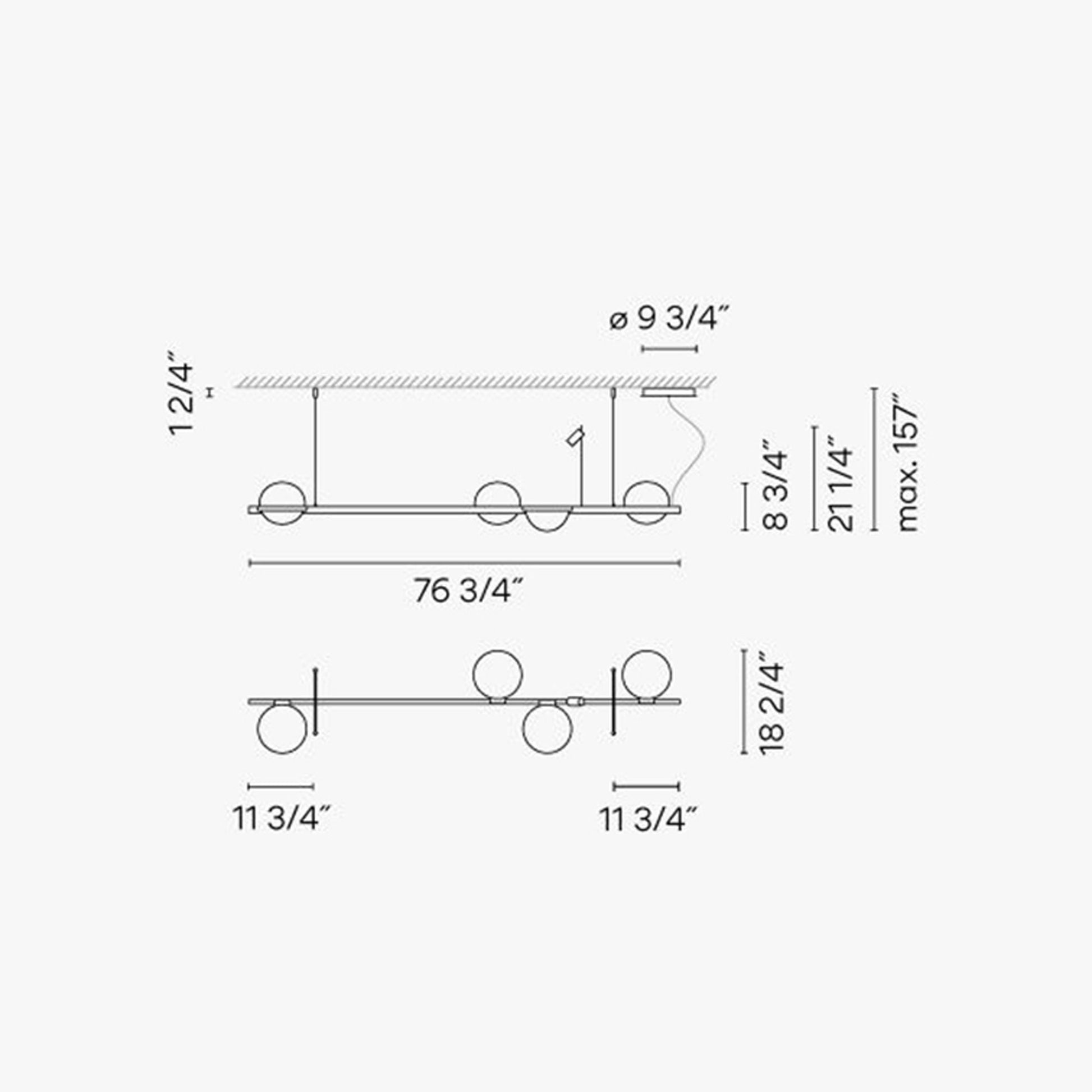 Palma 3736 LED Pendant Light - line drawing.