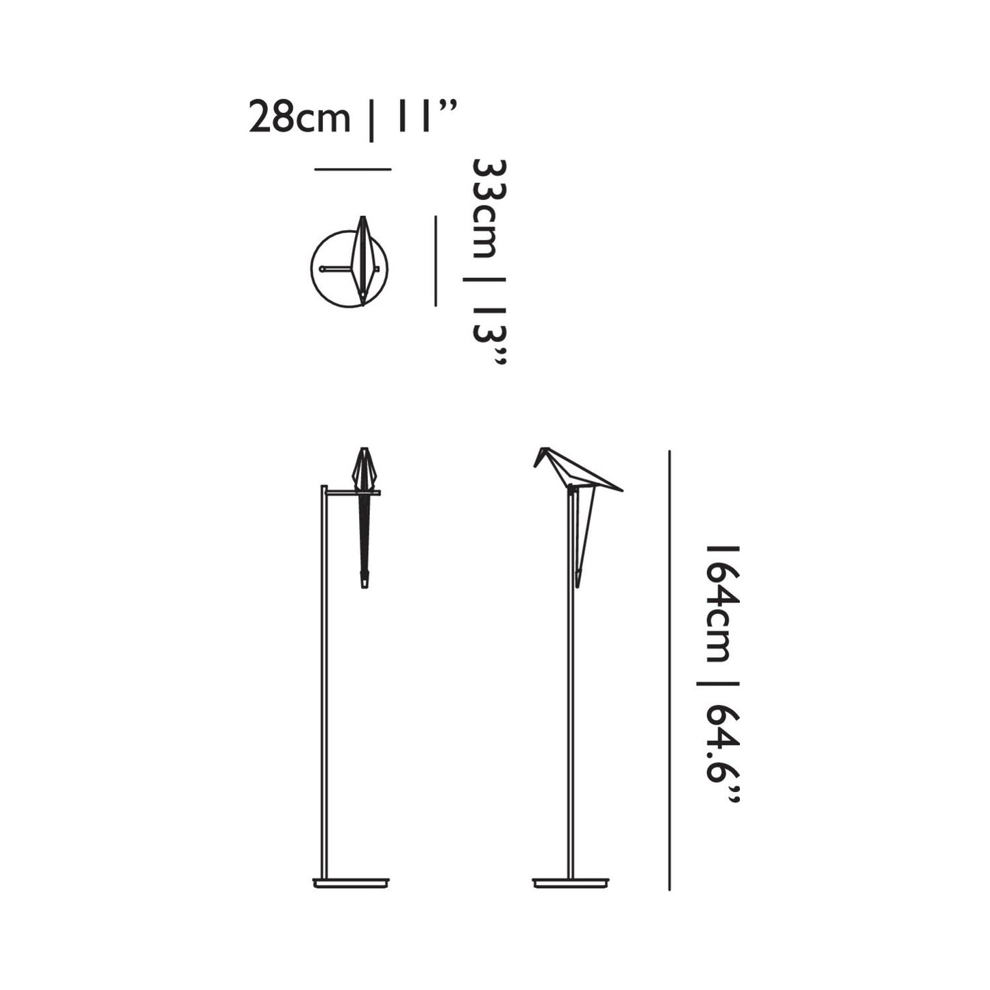 Perch LED Floor Lamp - line drawing.