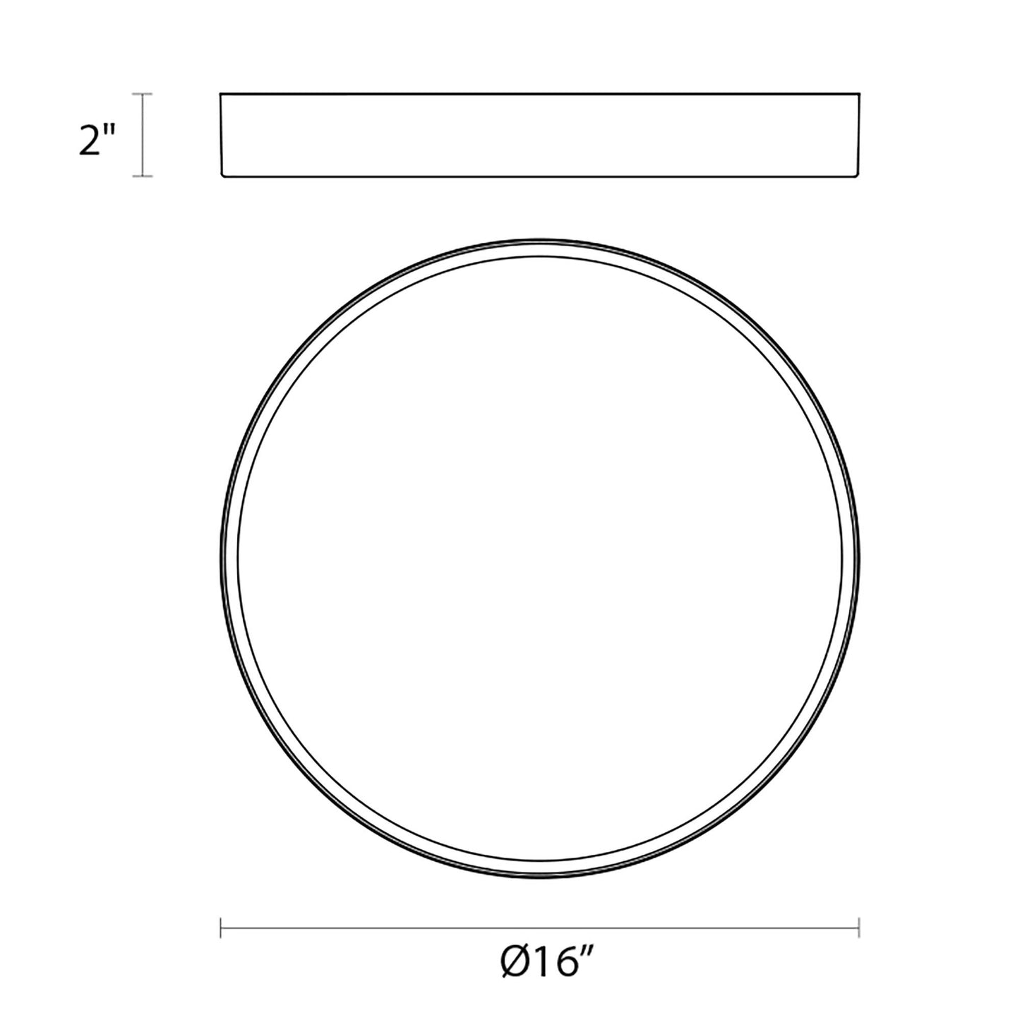 Pi LED Flush Mount Ceiling Light - line drawing.