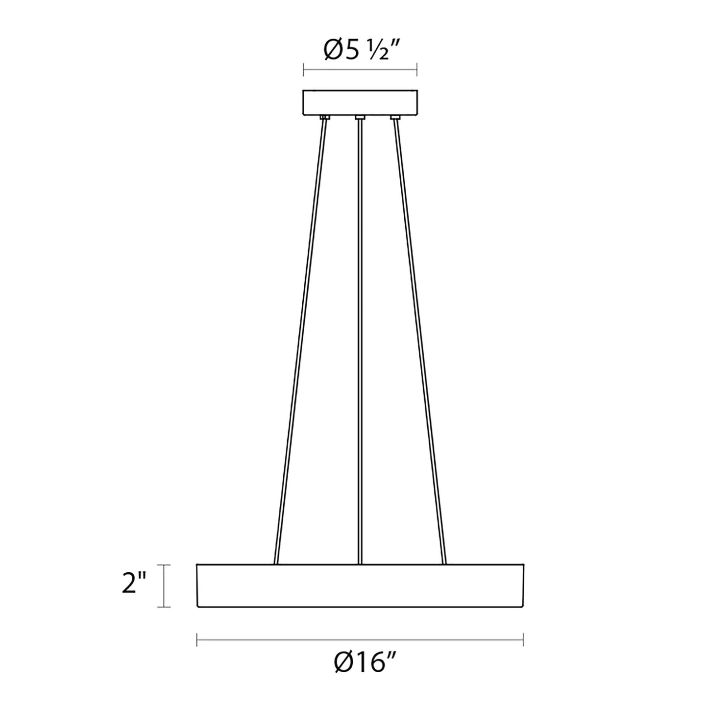 Pi LED Pendant Light - line drawing.