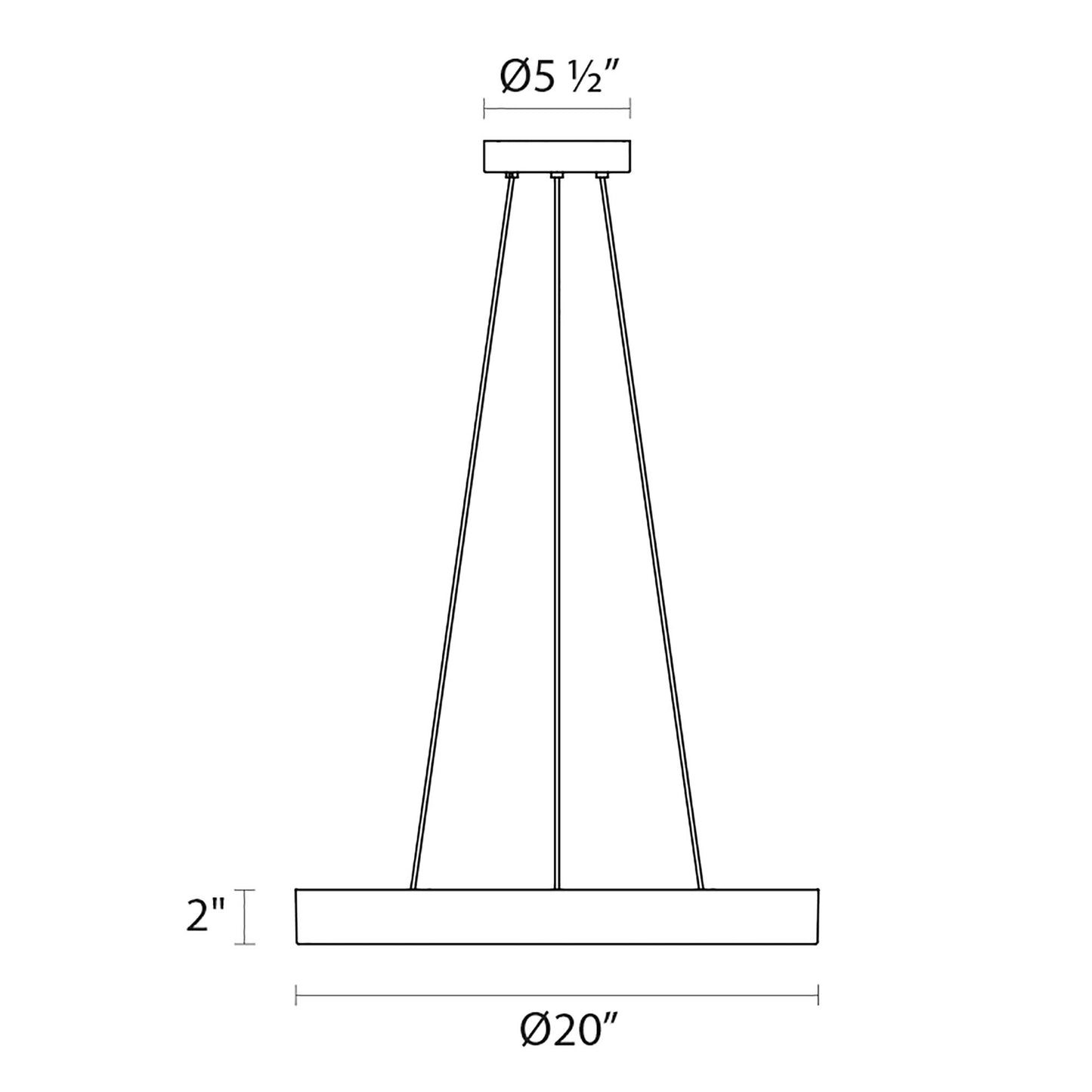 Pi LED Pendant Light - line drawing.