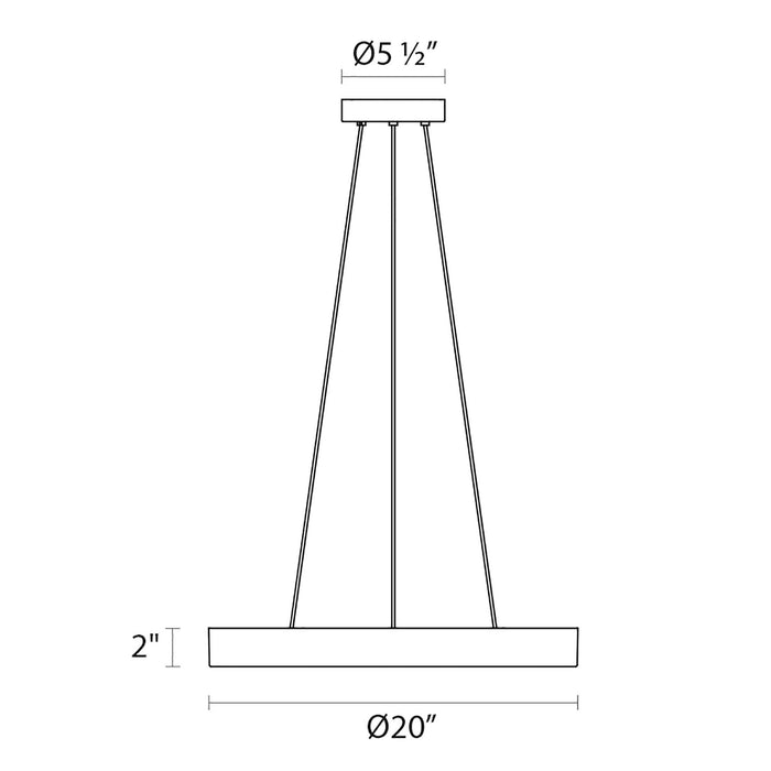 Pi LED Pendant Light - line drawing.