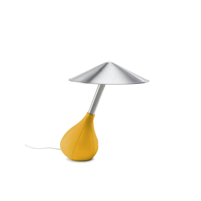 Piccola Table Lamp in Mustard Leather.