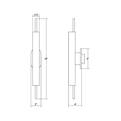 Piccolo Encore™ LED Bath Wall Light - line drawing.
