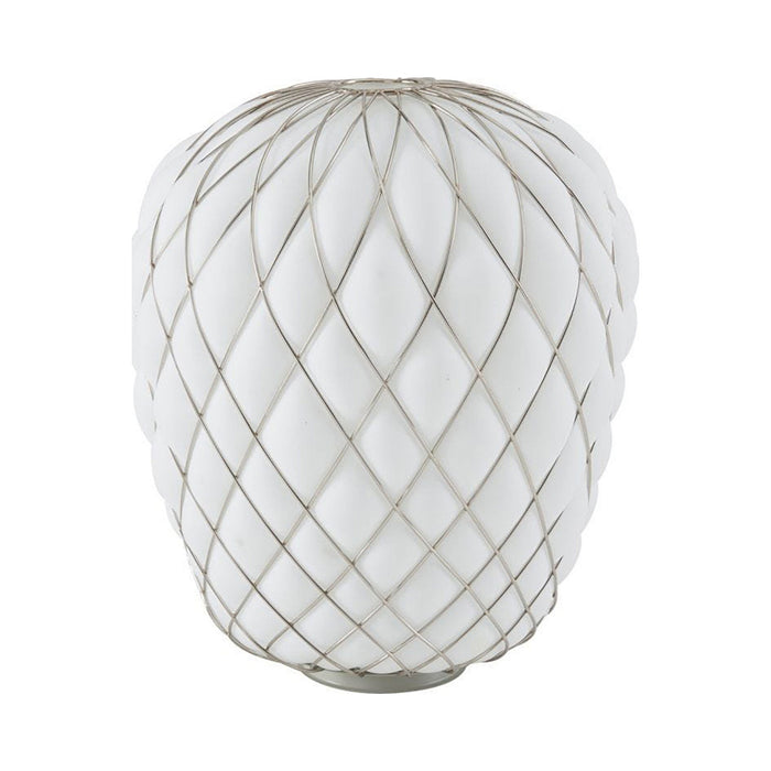 Pinecone Table Lamp in Large/Chrome/White.