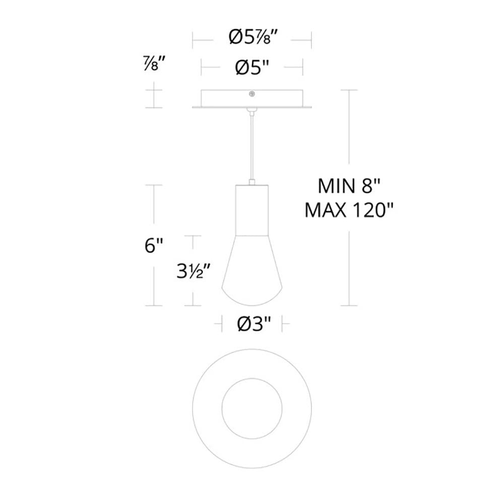 Plum LED Pendant Light- line drawing.