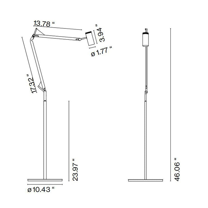 Polo LED Floor Lamp - line drawing.