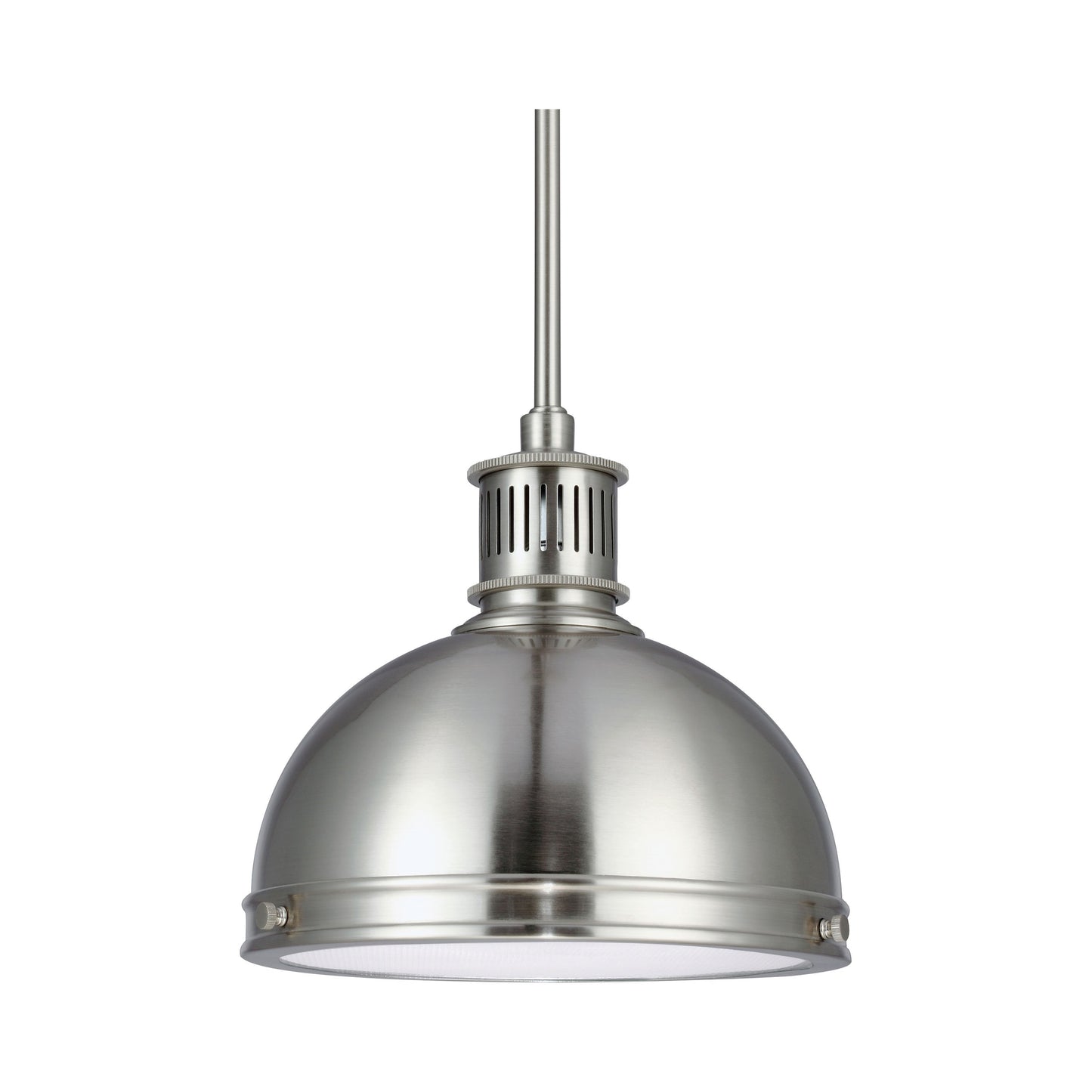 Pratt Street Metal Pendant Light in 1-Light/Brushed Nickel.