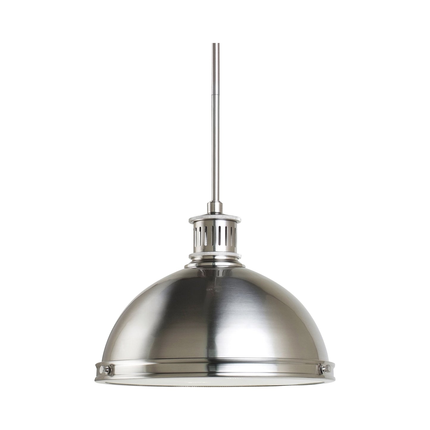 Pratt Street Metal Pendant Light in 2-Light/Brushed Nickel.