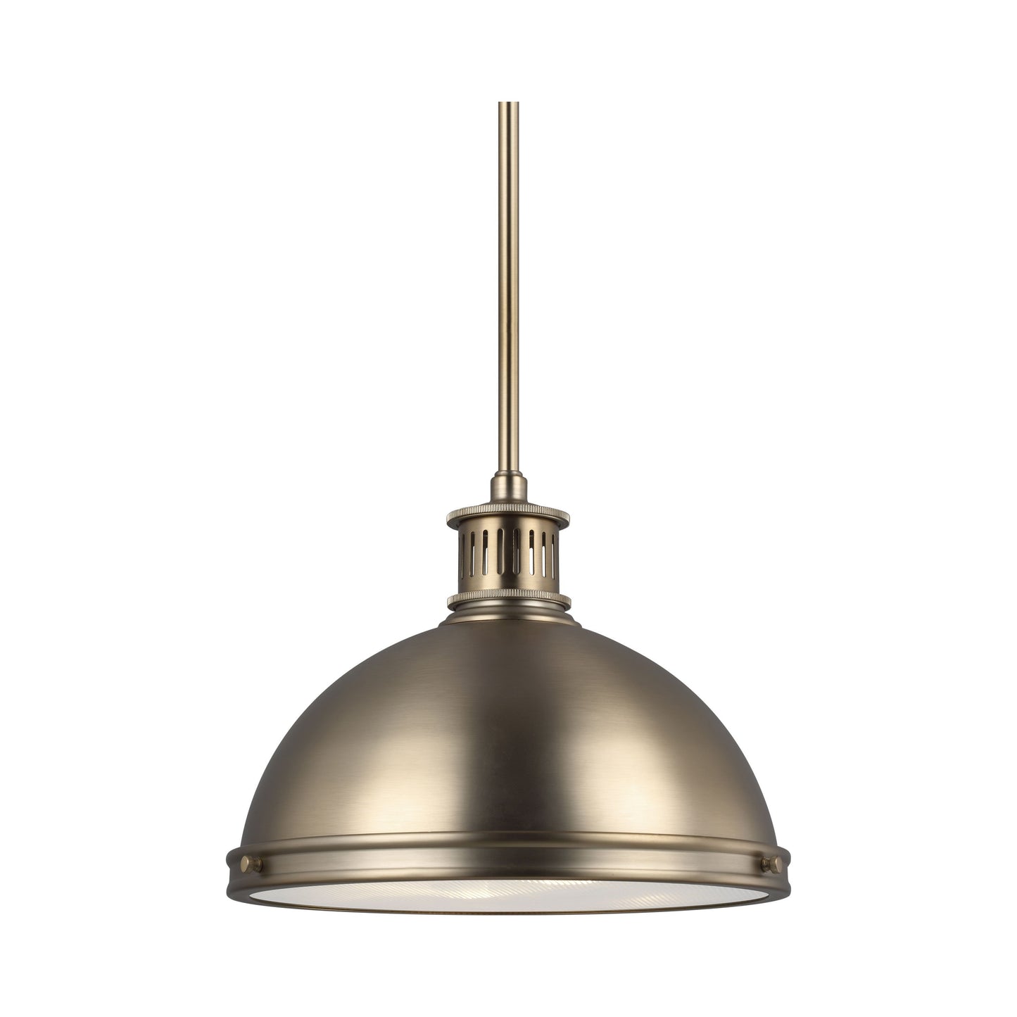 Pratt Street Metal Pendant Light in 2-Light/Satin Brass.