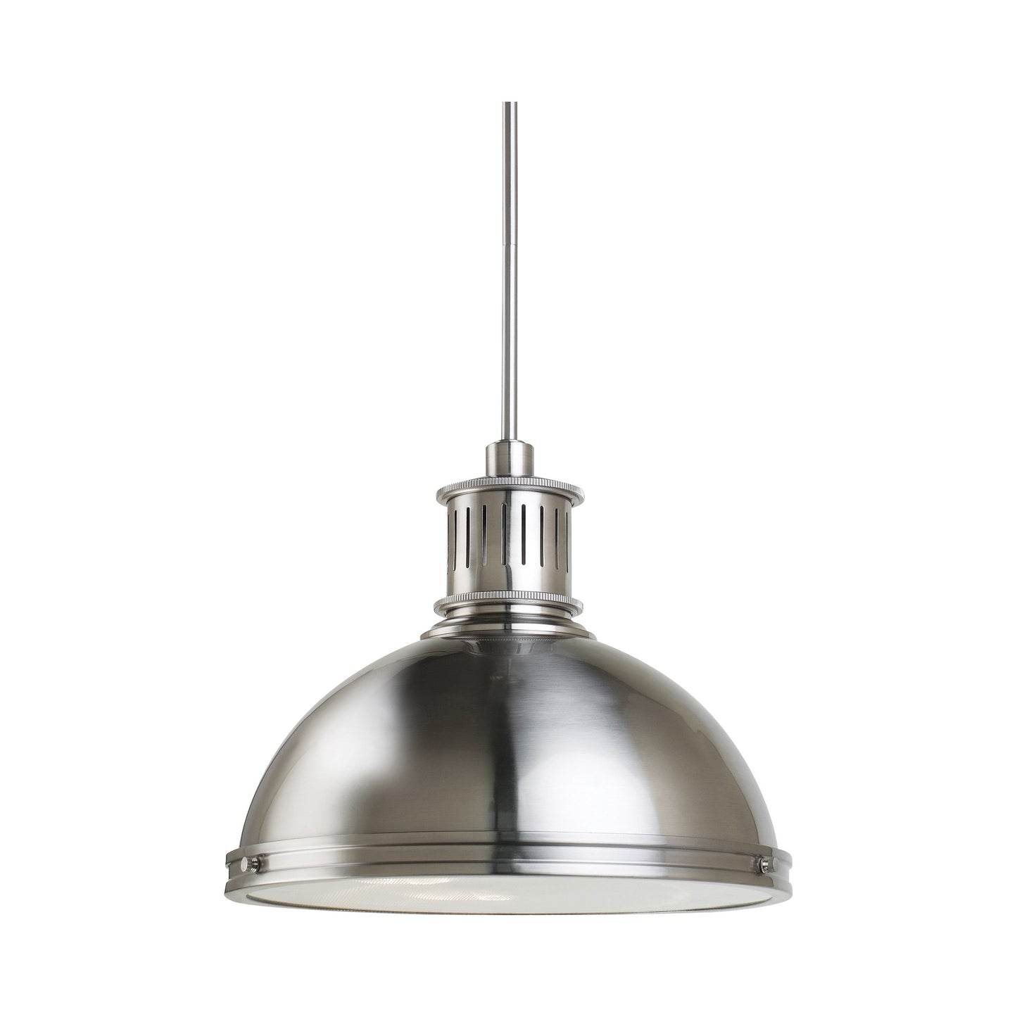 Pratt Street Metal Pendant Light in 3-Light/Brushed Nickel.