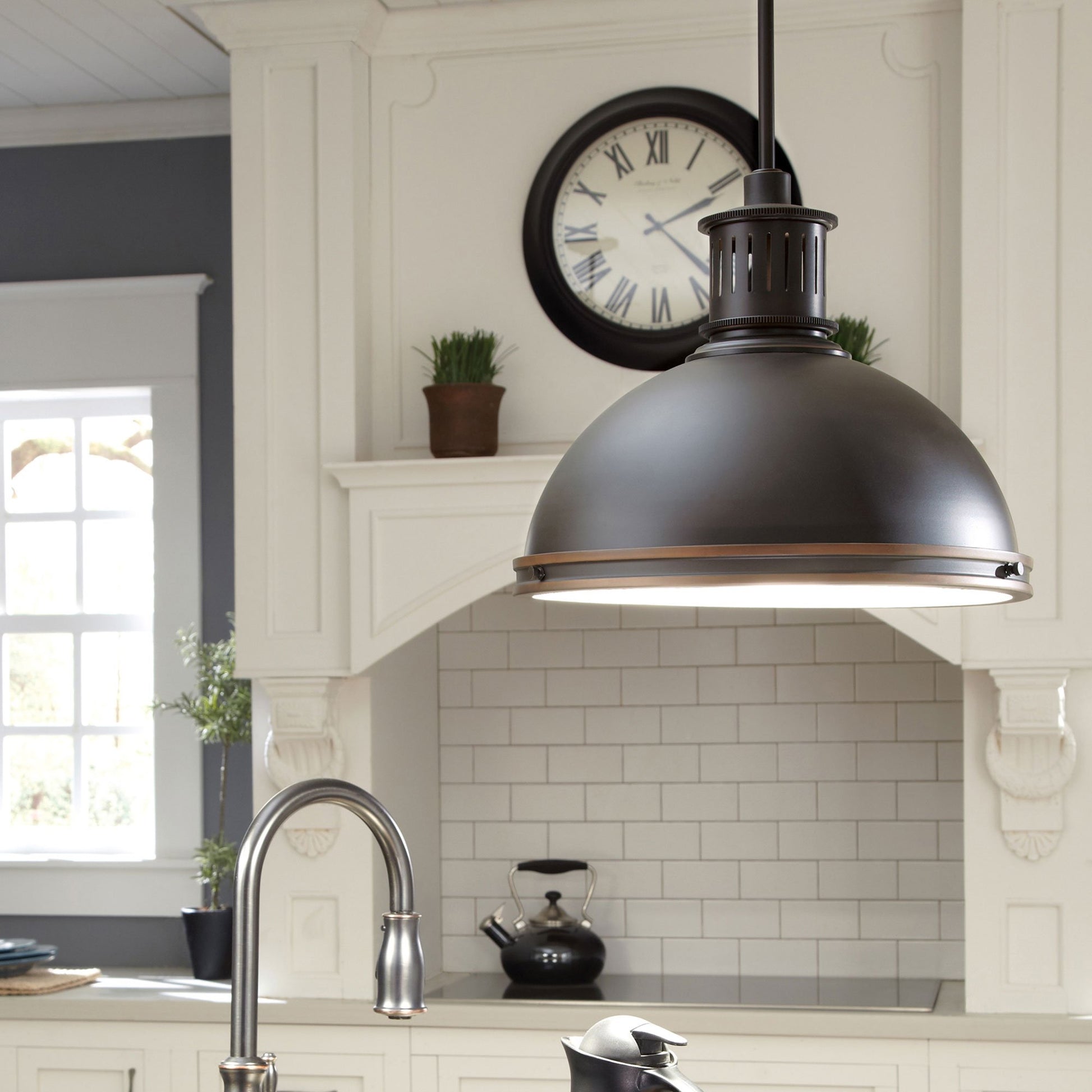 Pratt Street Metal Pendant Light in kitchen.