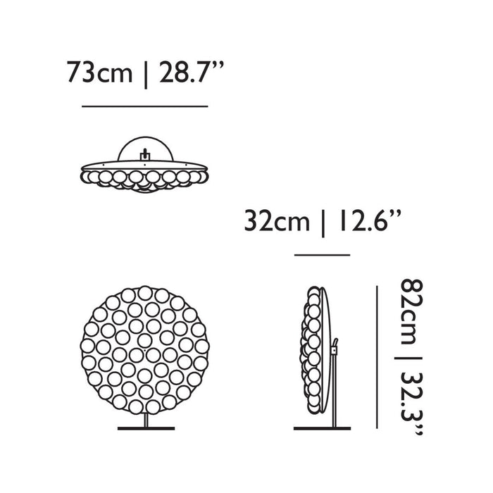 Prop Light Round LED Floor Lamp - line drawing.