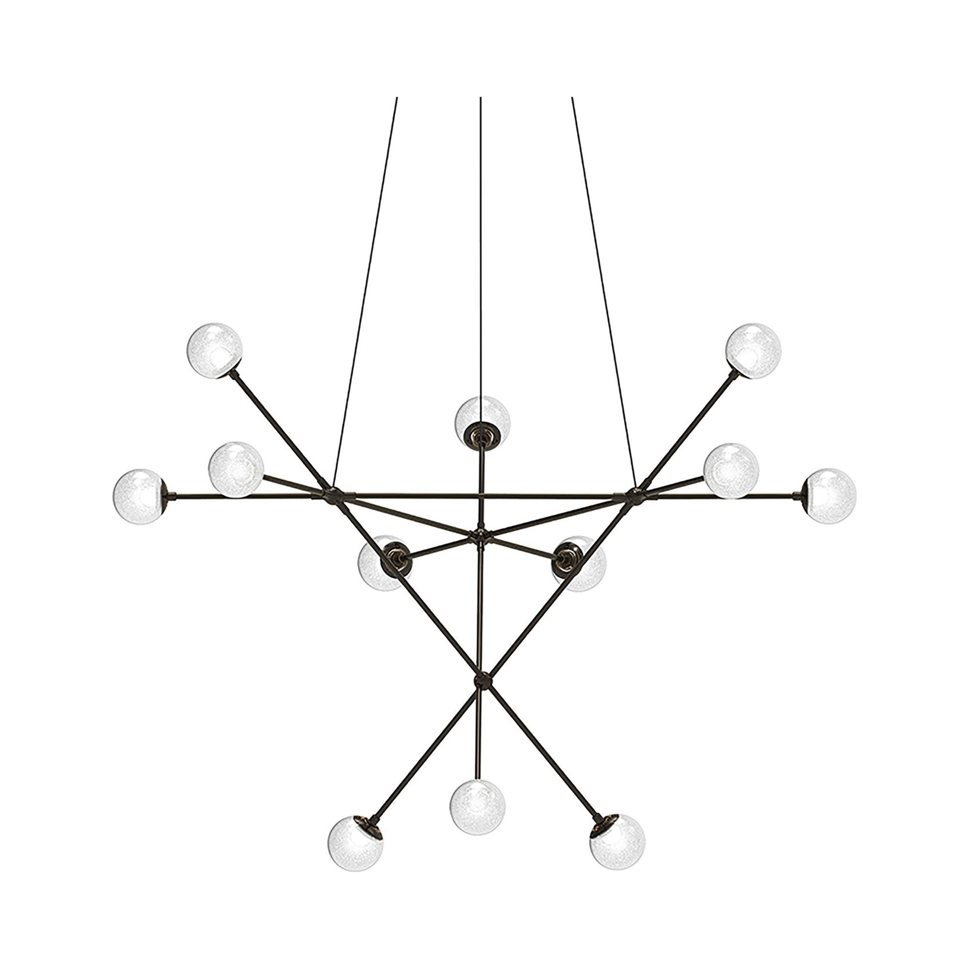 Proton™ Alpha LED Pendant Light in Polished Black Nickel/White Crushed Glass.