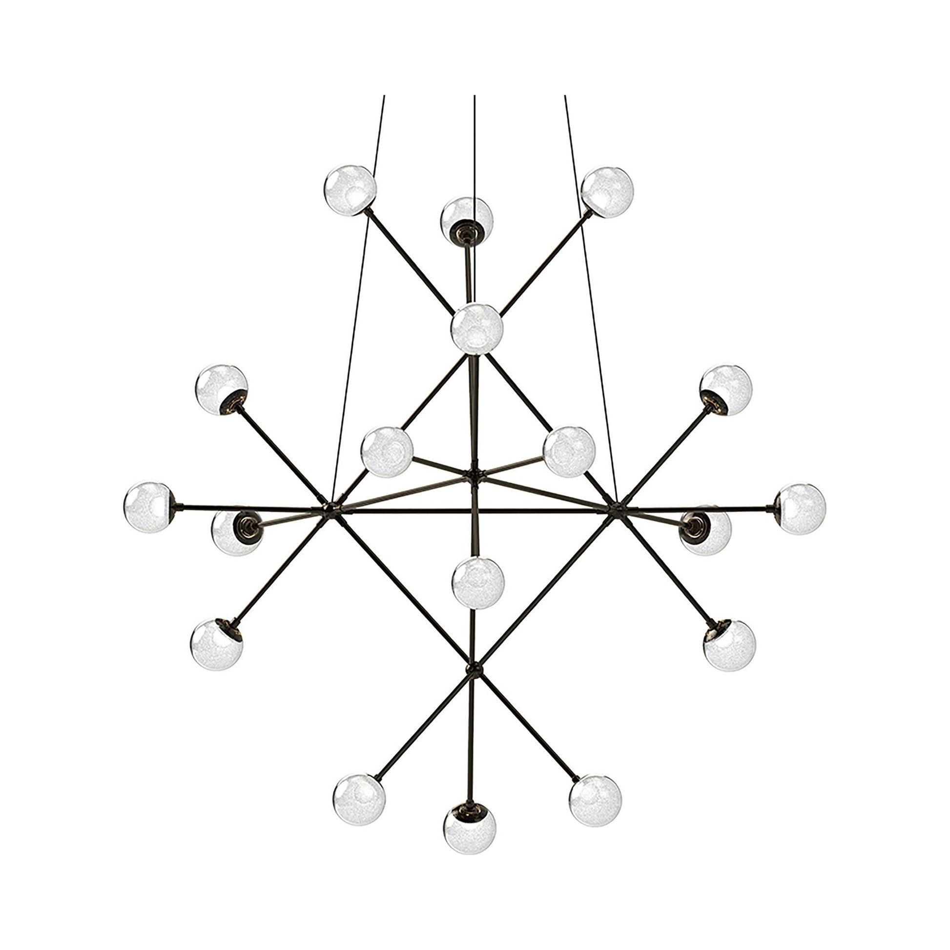 Proton™ Beta LED Pendant Light in Polished Black Nickel/White Crushed Glass.