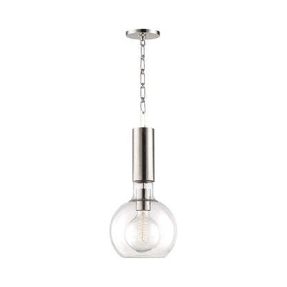 Raleigh Pendant Light in Small/Polished Nickel.