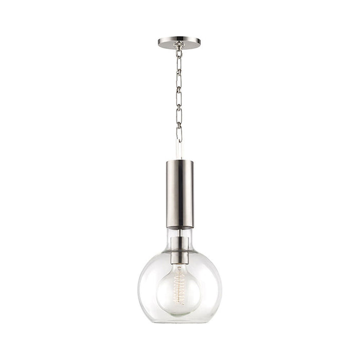 Raleigh Pendant Light in Small/Polished Nickel.