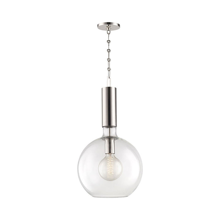 Raleigh Pendant Light in Large/Polished Nickel.
