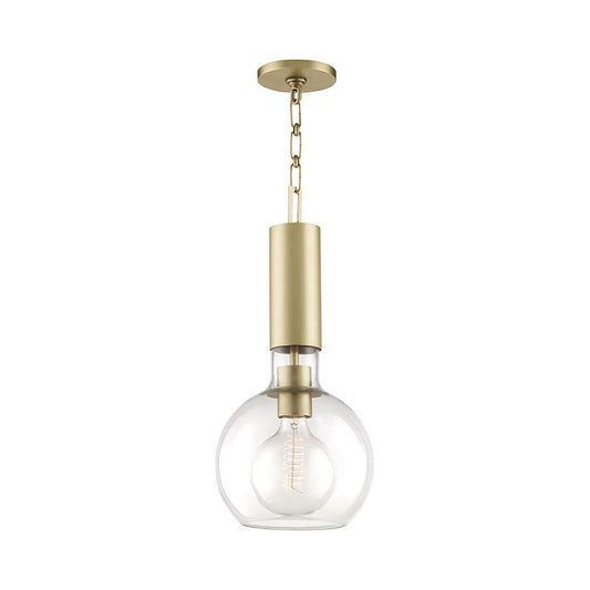 Raleigh Pendant Light in Aged Brass.