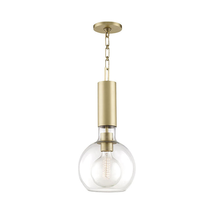 Raleigh Pendant Light in Aged Brass.