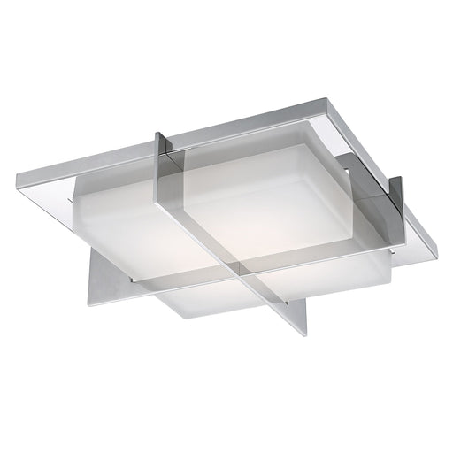 Razor LED Flush Mount Ceiling Light in Silver and Clear.