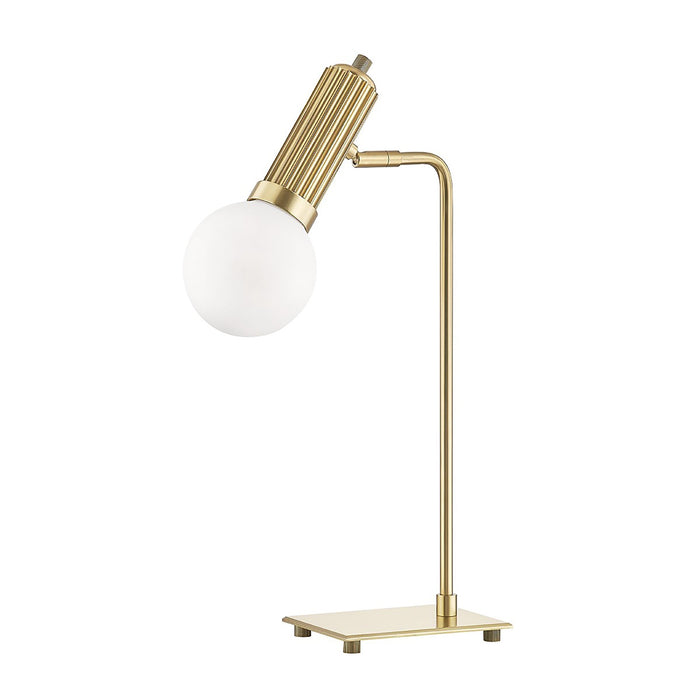 Reade Table Lamp in Aged Brass.