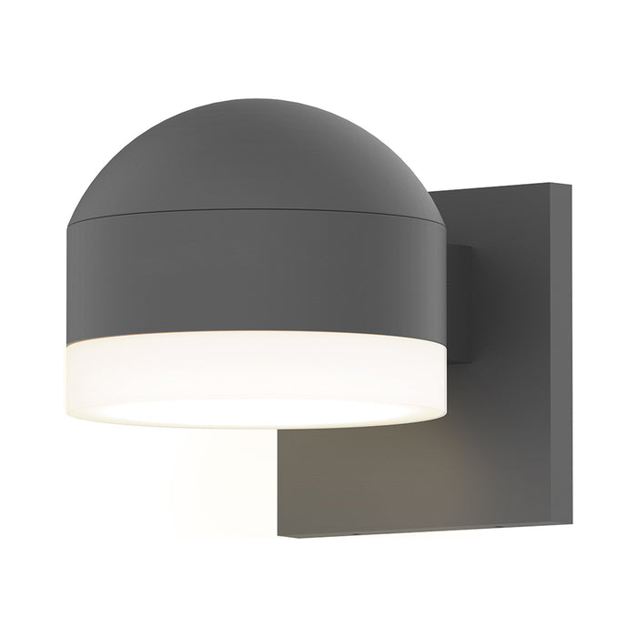 Reals Dome Cap Downlight Outdoor LED Wall Light in Textured Gray/White Cylinder Lens.