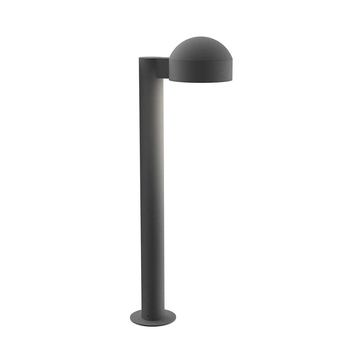 Reals Dome Cap LED Bollard in Medium/Plate Lens/Textured Gray.