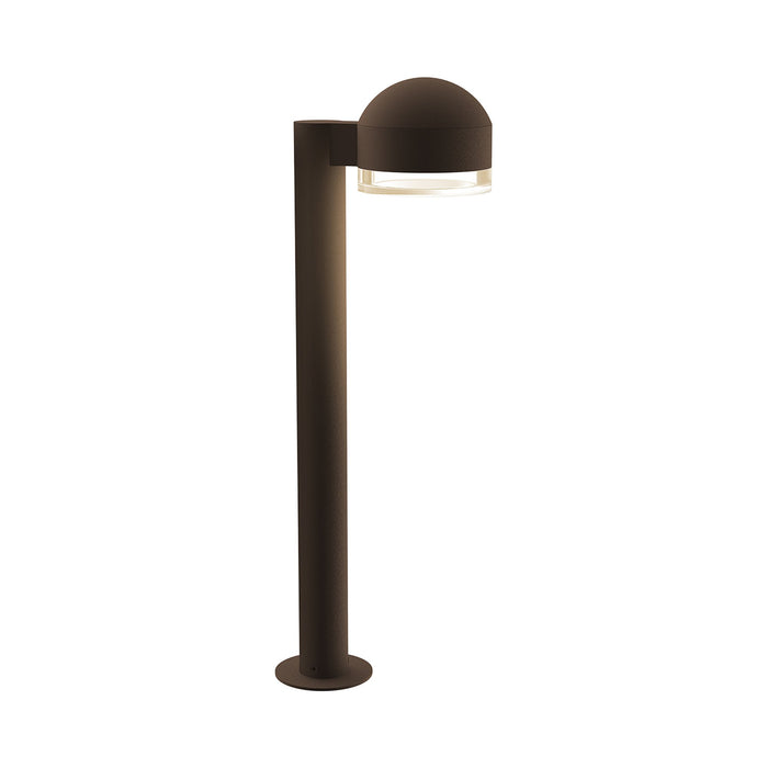 Reals Dome Cap LED Bollard in Medium/Clear Cylinder Lens/Textured Bronze.