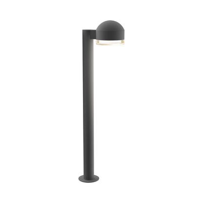 Reals Dome Cap LED Bollard in Large/Clear Cylinder Lens/Textured Gray.