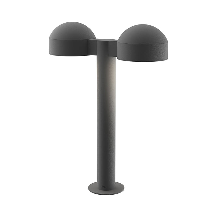 Reals Dome Cap LED Double Bollard in Small/Plate Lens/Textured Gray.