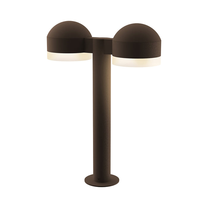 Reals Dome Cap LED Double Bollard in Small/White Cylinder Lens/Textured Bronze.