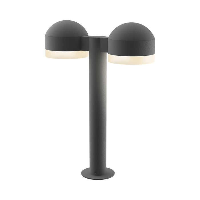 Reals Dome Cap LED Double Bollard in Small/White Cylinder Lens/Textured Gray.