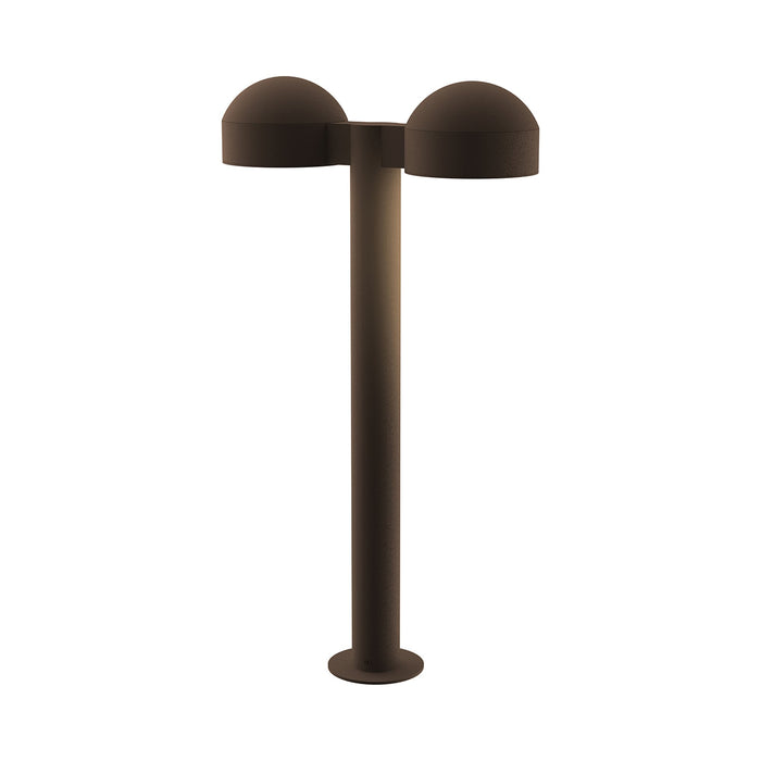 Reals Dome Cap LED Double Bollard in Medium/Plate Lens/Textured Bronze.