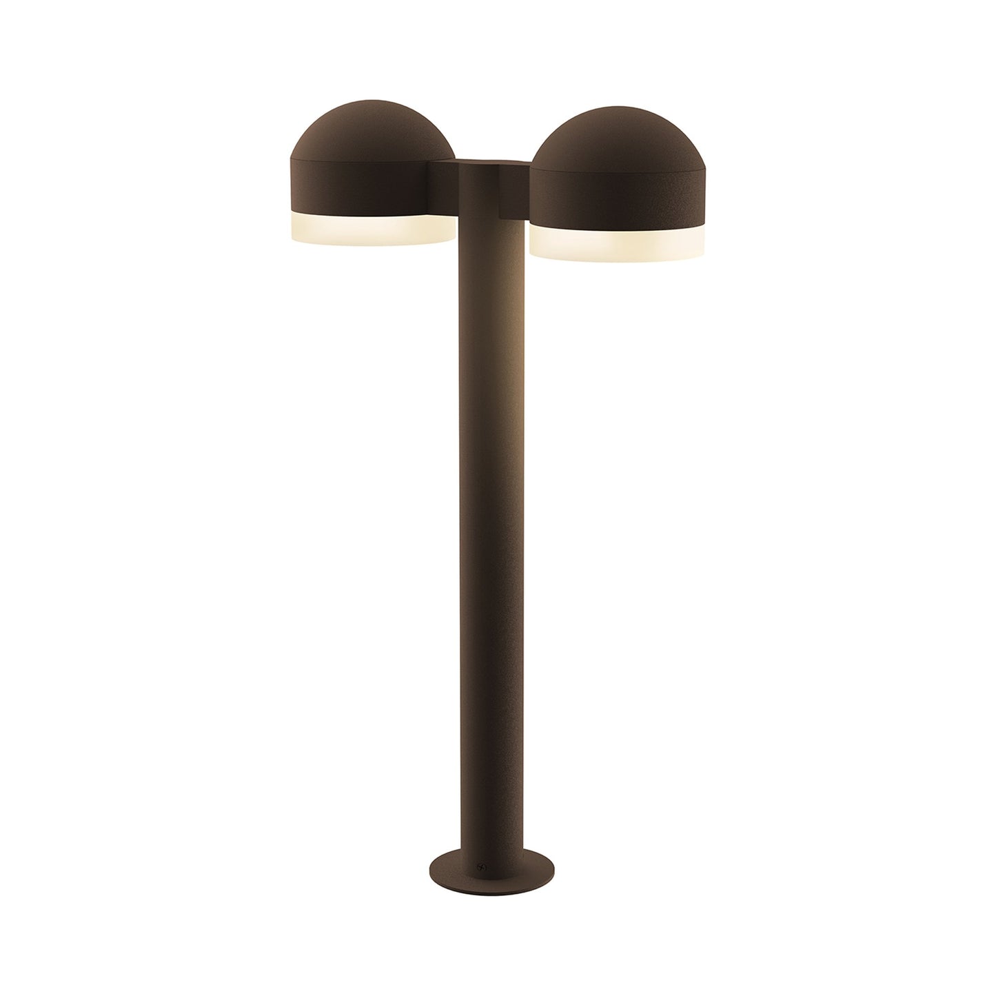 Reals Dome Cap LED Double Bollard in Medium/White Cylinder Lens/Textured Bronze.