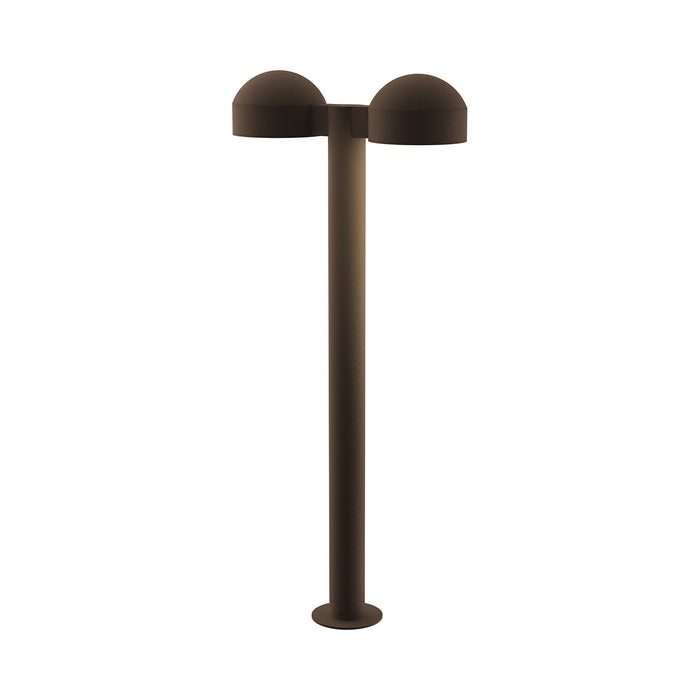 Reals Dome Cap LED Double Bollard in Large/Plate Lens/Textured Bronze.