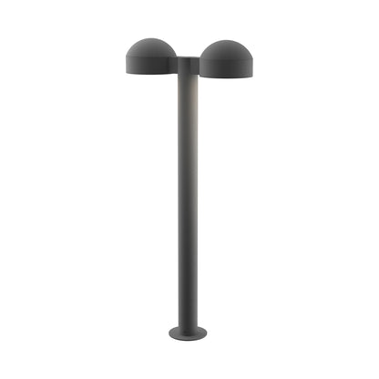 Reals Dome Cap LED Double Bollard in Large/Plate Lens/Textured Gray.