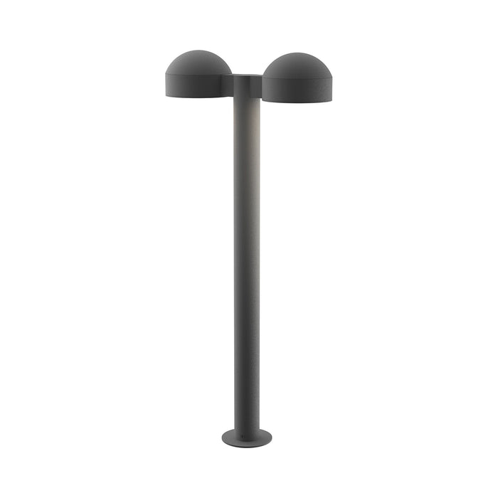 Reals Dome Cap LED Double Bollard in Large/Plate Lens/Textured Gray.