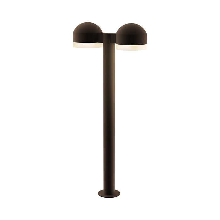 Reals Dome Cap LED Double Bollard in Large/White Cylinder Lens/Textured Bronze.