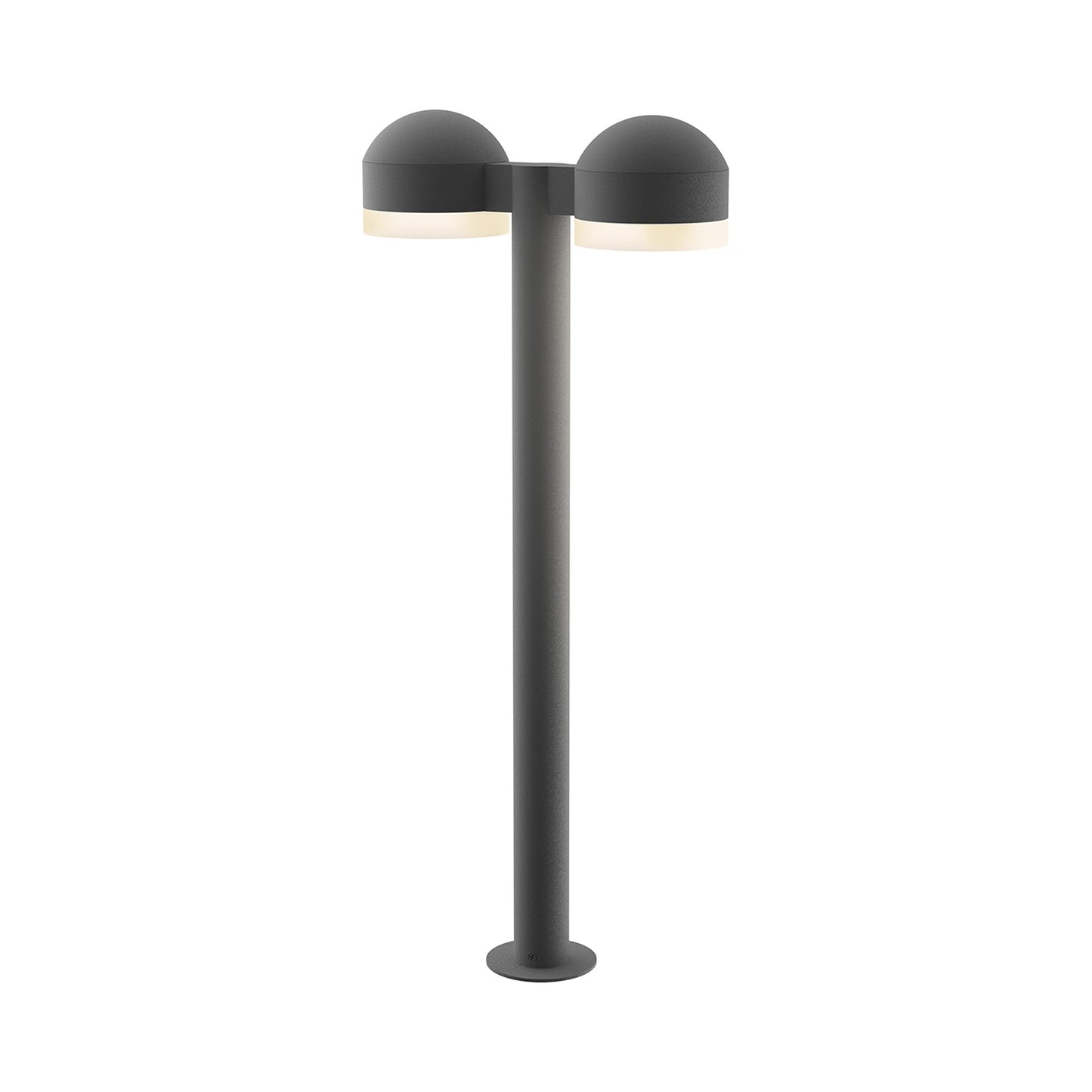 Reals Dome Cap LED Double Bollard in Large/White Cylinder Lens/Textured Gray.