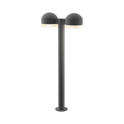 Reals Dome Cap LED Double Bollard in Large/White Cylinder Lens/Textured Gray.