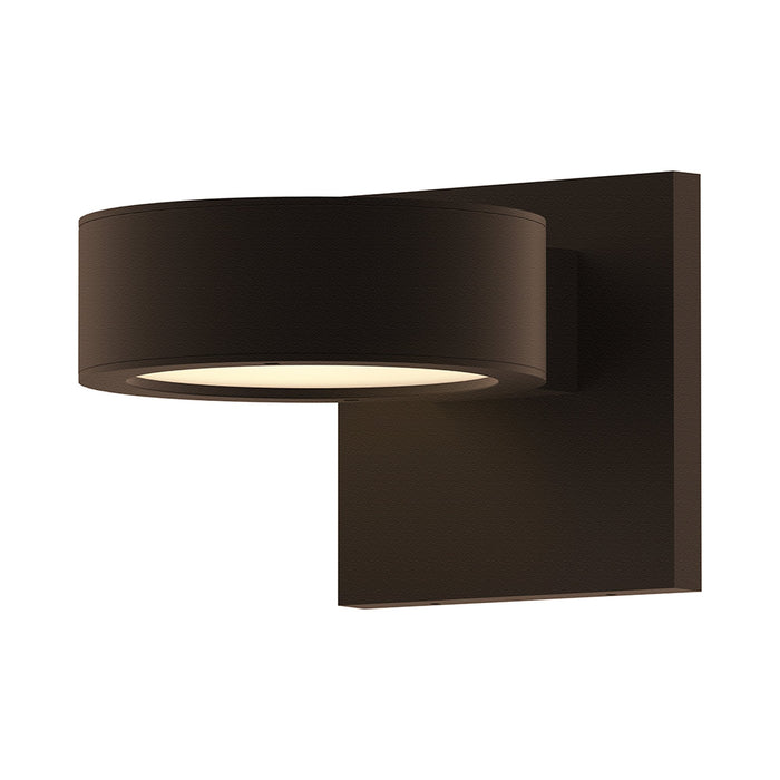 Reals Plate Cap Downlight Outdoor LED Wall Light in Textured Bronze/Plate Lens.