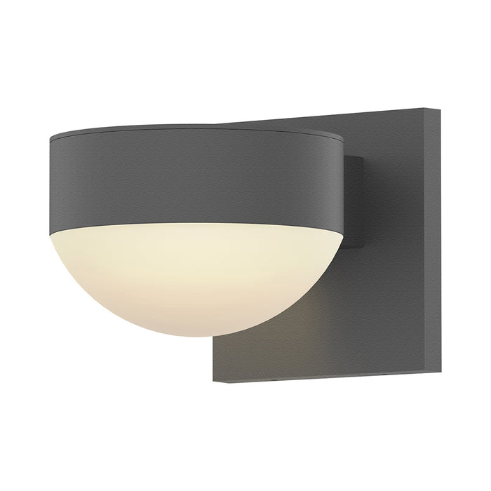 Reals Plate Cap Downlight Outdoor LED Wall Light in Textured Gray/Dome Lens.
