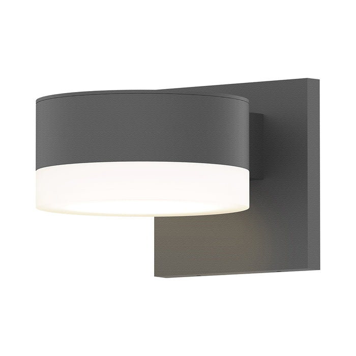 Reals Plate Cap Downlight Outdoor LED Wall Light in Textured Gray/White Cylinder Lens.