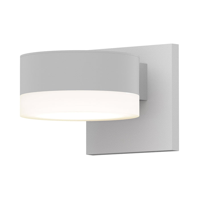 Reals Plate Cap Downlight Outdoor LED Wall Light in Textured White/White Cylinder Lens.