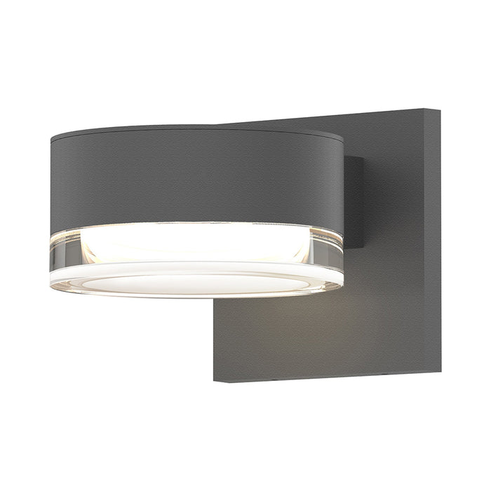Reals Plate Cap Downlight Outdoor LED Wall Light in Textured Gray/Clear Cylinder Lens.