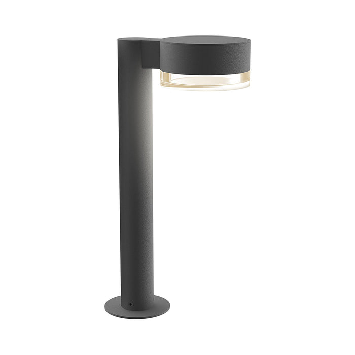 Reals Plate Cap LED Bollard in Small/Clear Cylinder Lens/Textured Gray.