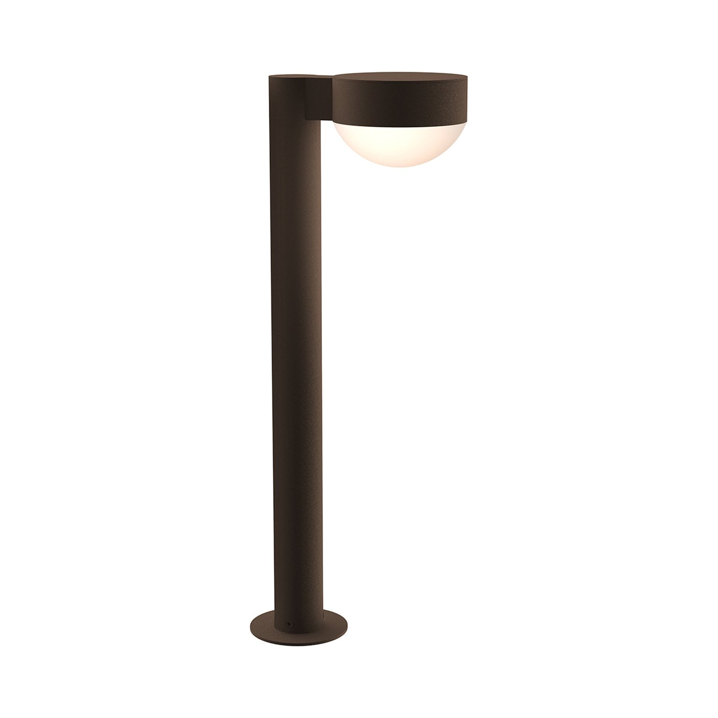 Reals Plate Cap LED Bollard in Medium/Dome Lens/Textured Bronze.