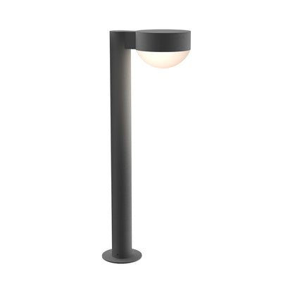 Reals Plate Cap LED Bollard in Medium/Dome Lens/Textured Gray.