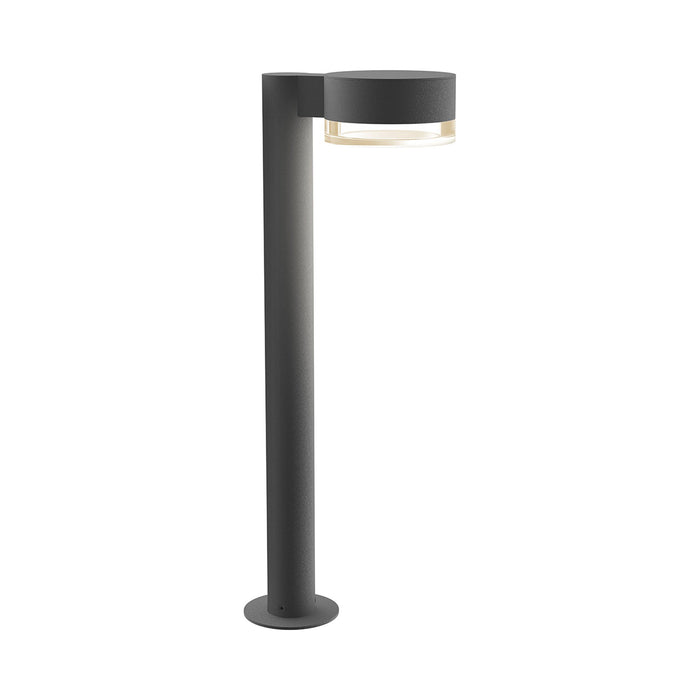 Reals Plate Cap LED Bollard in Medium/Clear Cylinder Lens/Textured Gray.